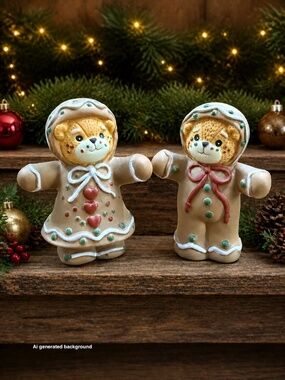 1991 ENESCO Lucy & Me Christmas Gingerbread Bear Figurines